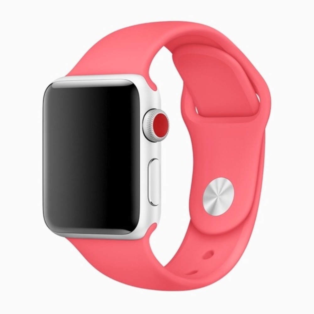 NEW Pink Sport Silicone Band For Apple Watch - Picture 2 of 5